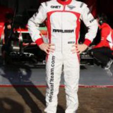 Jules Bianchi vestido con los colores de Marussia en Barcelona