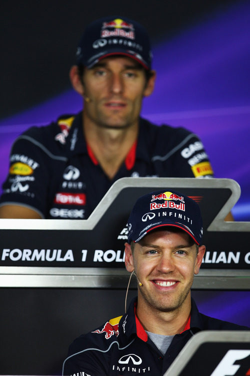Los compañeros de Red Bull en rueda de prensa