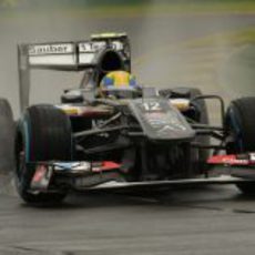 Esteban Gutiérrez rueda bajo la lluvia de Melbourne