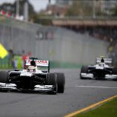 Pastor Maldonado y Valtteri Bottas rodando juntos