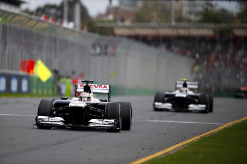 Pastor Maldonado y Valtteri Bottas rodando juntos