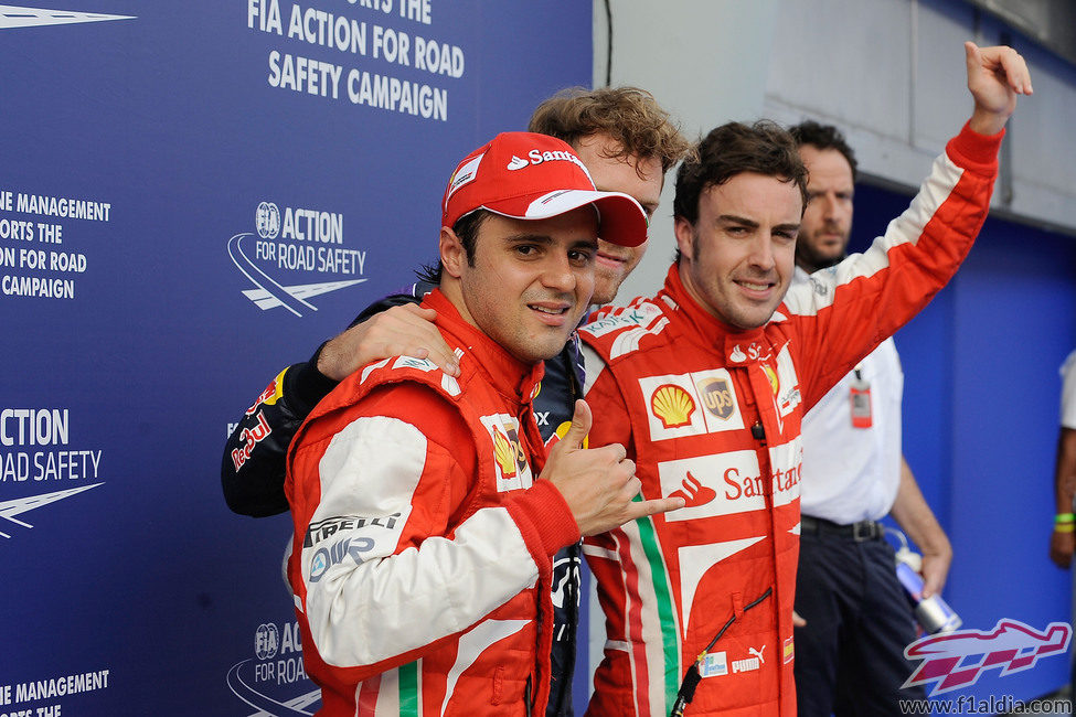 Los dos pilotos de Ferrari, bien posicionados para el GP de Malasia 2013