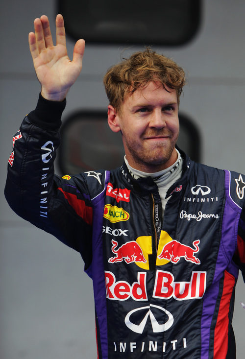 Sebastian Vettel celebra la segunda pole de la temporada