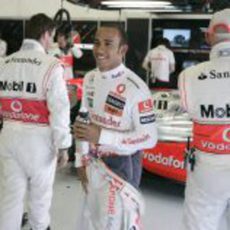 Hamilton en boxes