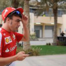 Fernando Alonso llega al paddock