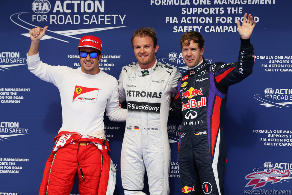 Fernando Alonso, Nico Rosberg y Sebastian Vettel en Baréin