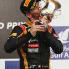 Romain Grosjean, muy contento con su tercer puesto en Baréin