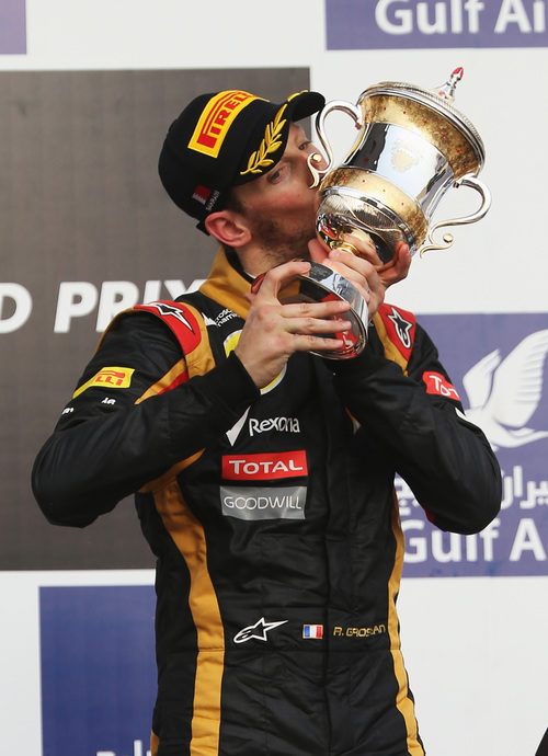 Romain Grosjean, muy contento con su tercer puesto en Baréin