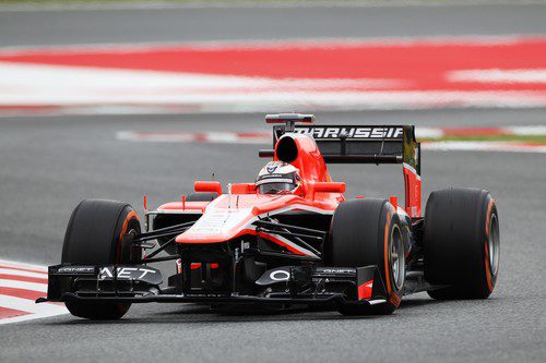 Jules Bianchi trata de sacar el máximo partido a su MR02 en el Circuit de Catalunya