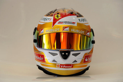 Plano frontal del casco de Fernando Alonso para Mónaco
