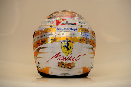 Plano trasero del casco de Fernando Alonso para Mónaco