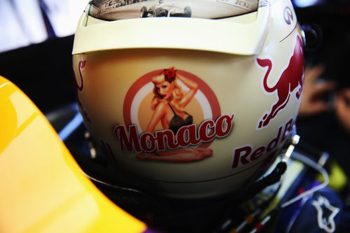 Parte trasera del casco de Sebastian Vettel para Mónaco