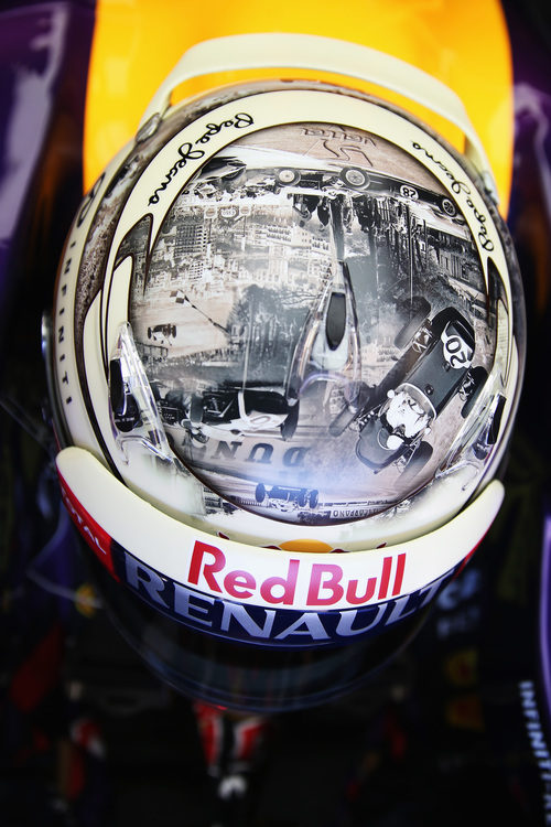 Detalles en el casco de Sebastian Vettel para Mónaco