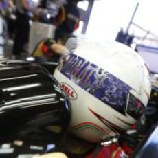 Trasera del casco de Romain Grosjean para Mónaco