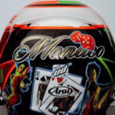 Trasera del nuevo casco de Sergio Pérez para Mónaco