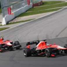 Los dos Marussia en plena acción en Montreal