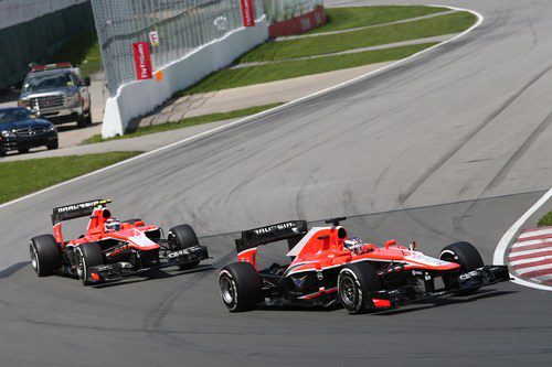 Los dos Marussia en plena acción en Montreal