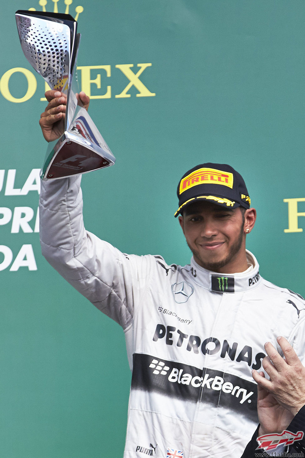 Lewis Hamilton celebra el podio en Canadá