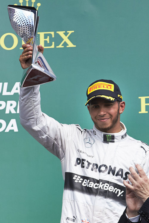 Lewis Hamilton celebra el podio en Canadá