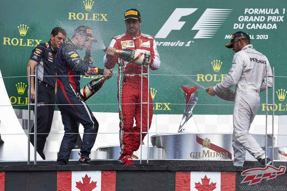 Hamilton, Alonso y Vettel en el podio de Canadá
