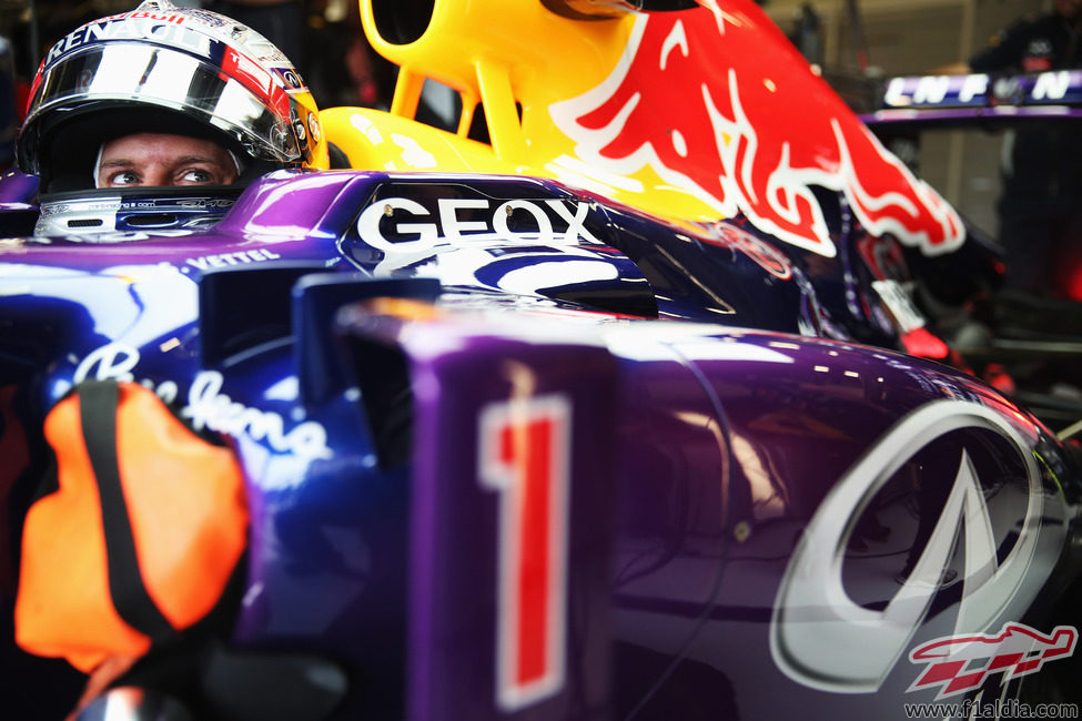 Sebastian Vettel concentrado dentro de su RB9