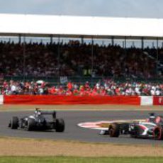 Los dos Sauber durante la carrera de Silverstone