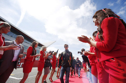 Romain Grosjean en los instantes previos a la carrera del GP de Gran Bretaña