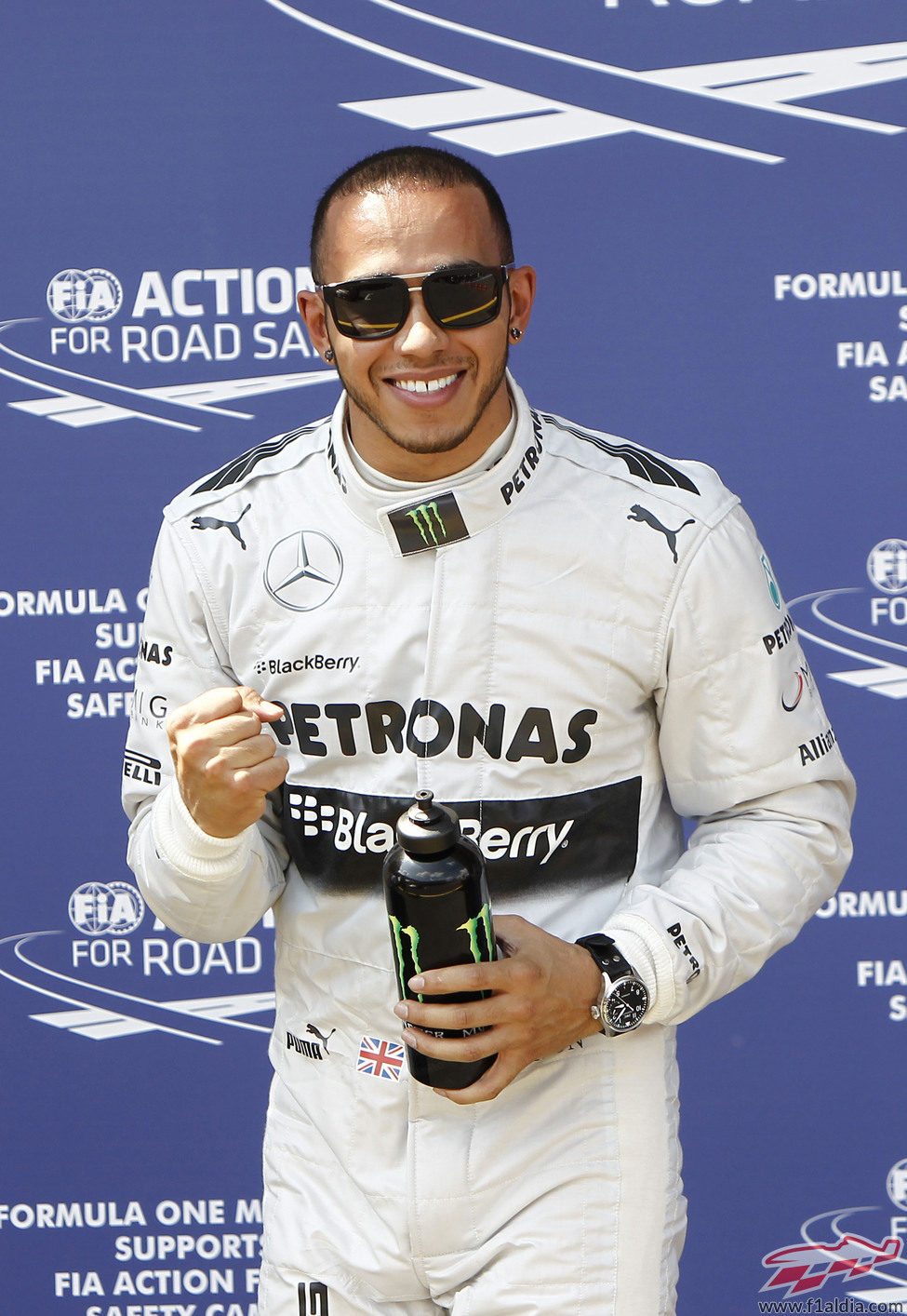 Lewis Hamilton, contento tras la pole en Nürburgring
