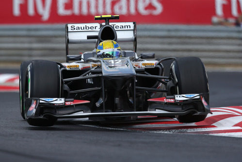 Esteban Gutiérrez afronta la 'chicane' de Hungaroring