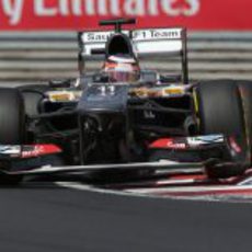 Nico Hülkenberg a toda velocidad por la 'chicane' de Hungaroring