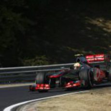 Sergio Pérez afronta una curva en Hungaroring