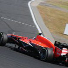 Max Chilton rueda con el compuesto medio durante el GP de Hungría 2013