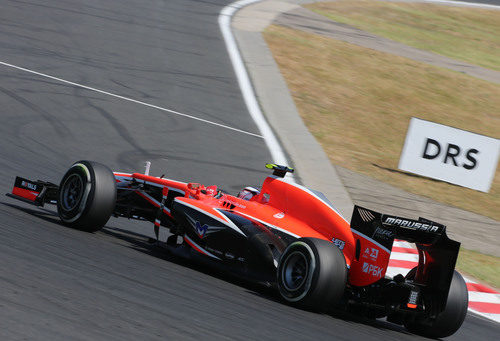 Max Chilton rueda con el compuesto medio durante el GP de Hungría 2013