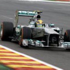 Lewis Hamilton, en la recta de Spa