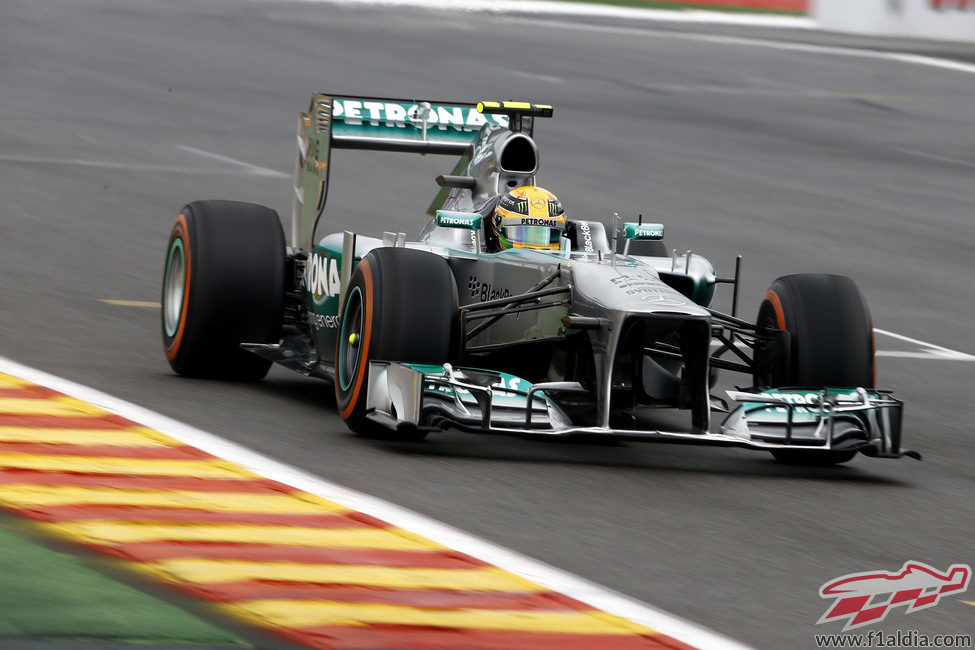 Lewis Hamilton, en la recta de Spa