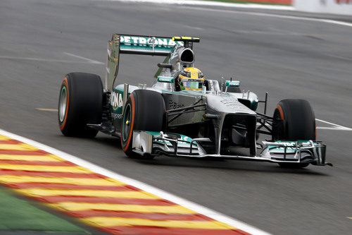 Lewis Hamilton, en la recta de Spa