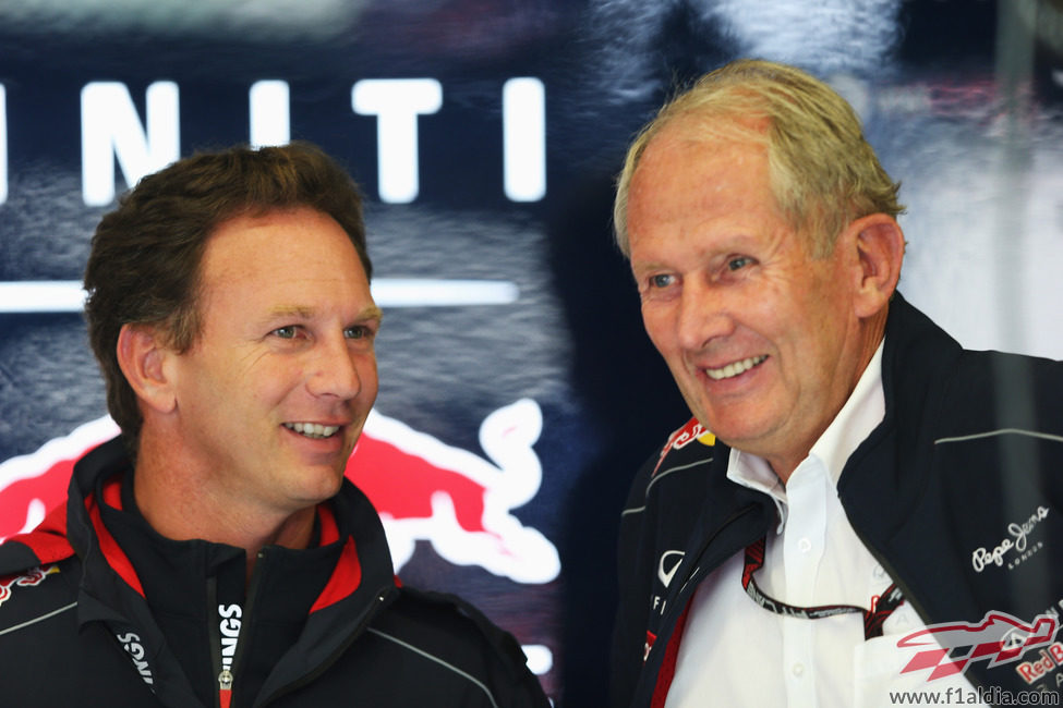 Christian Horner y Helmut Marko en Spa