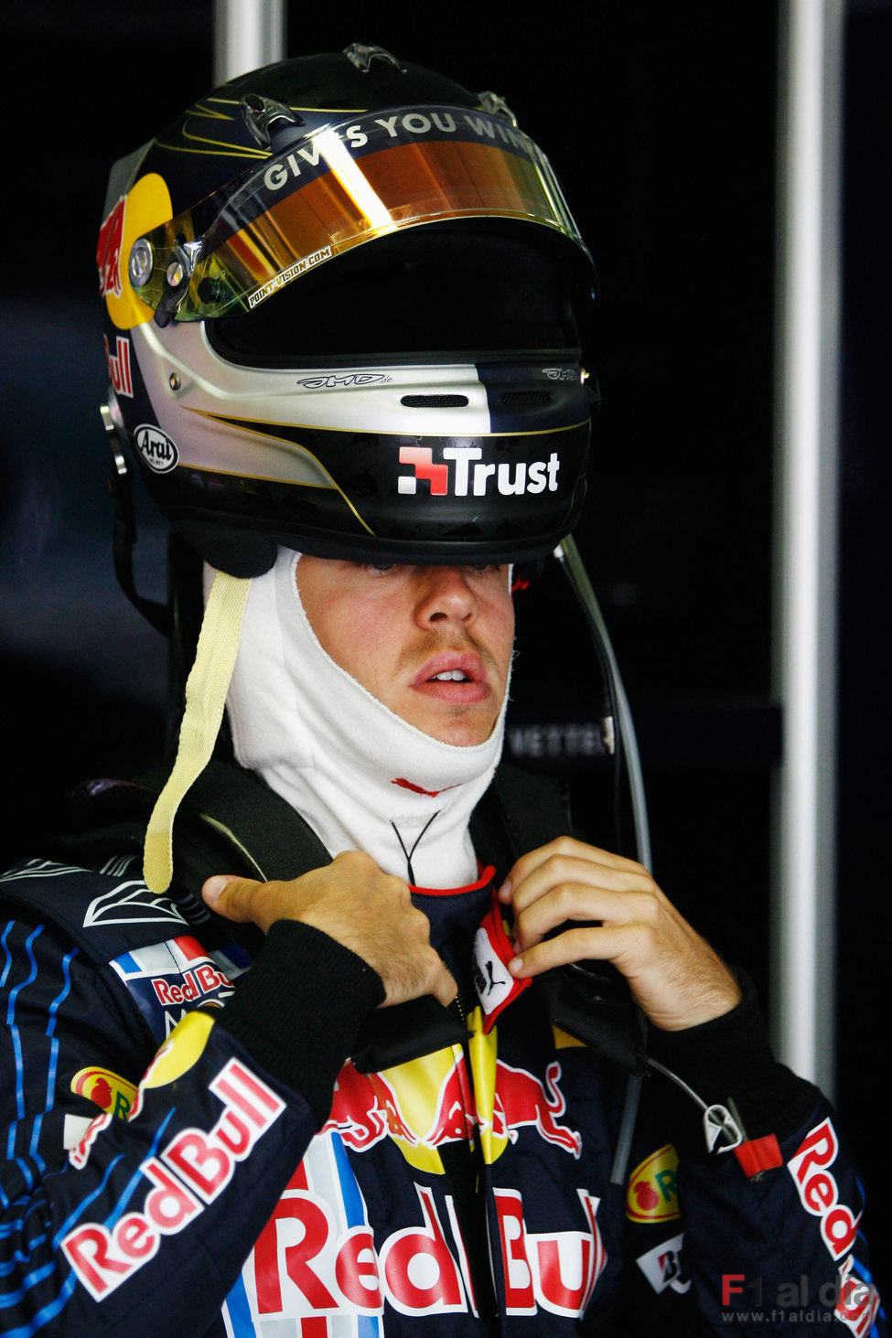 Vettel a punto de subirse al monoplaza