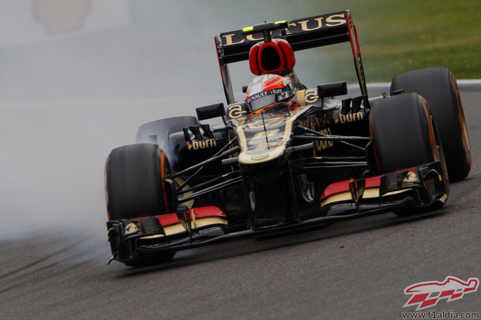 Romain Grosjean se pasa de frenada en Spa