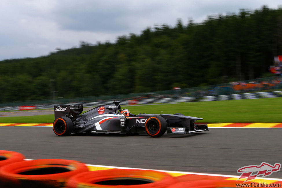 Nico Hülkenberg a toda velocidad en el GP de Bélgica 2013