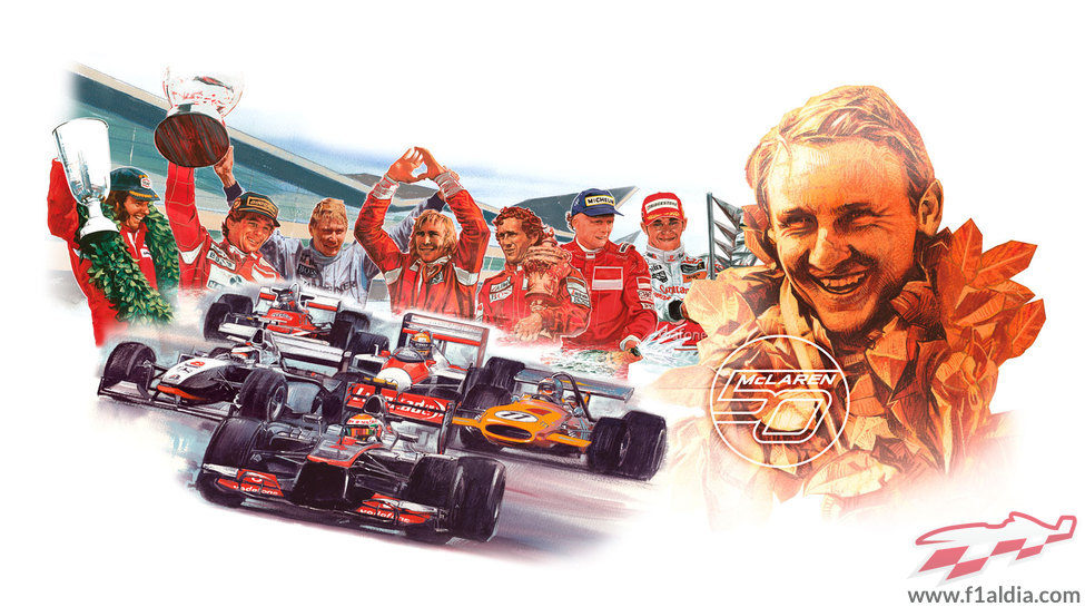 Dibujo para recordar los 50 años de McLaren