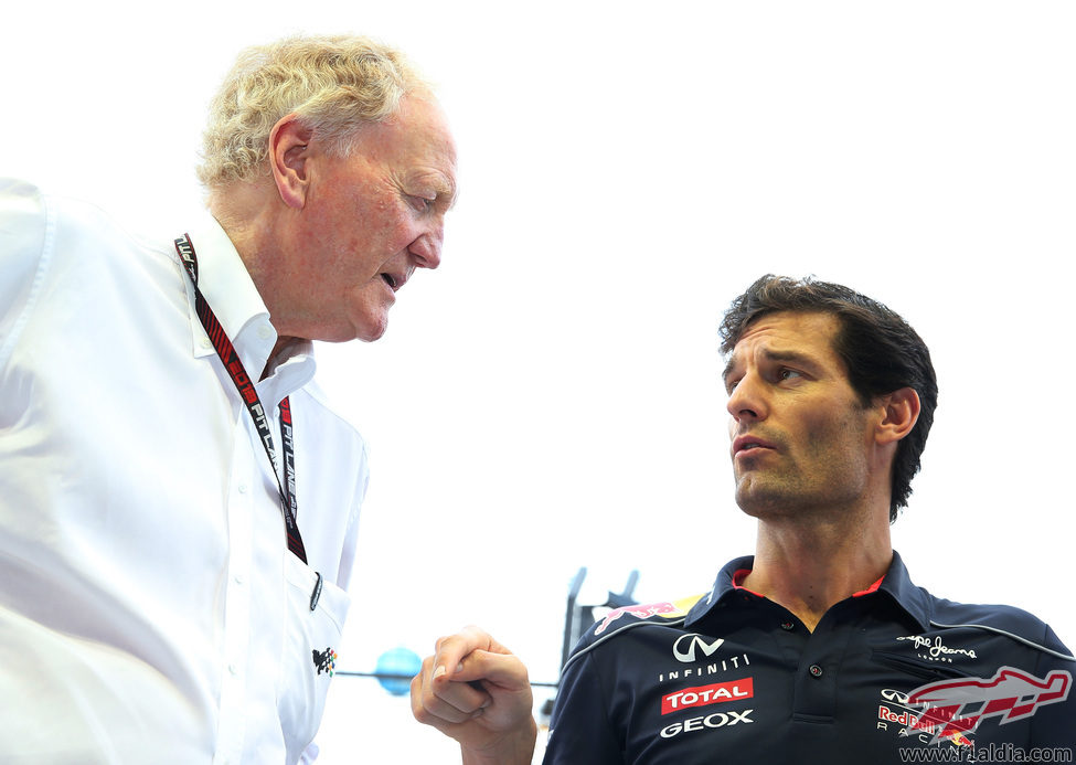  Ron Walker y Mark Webber en Singapur