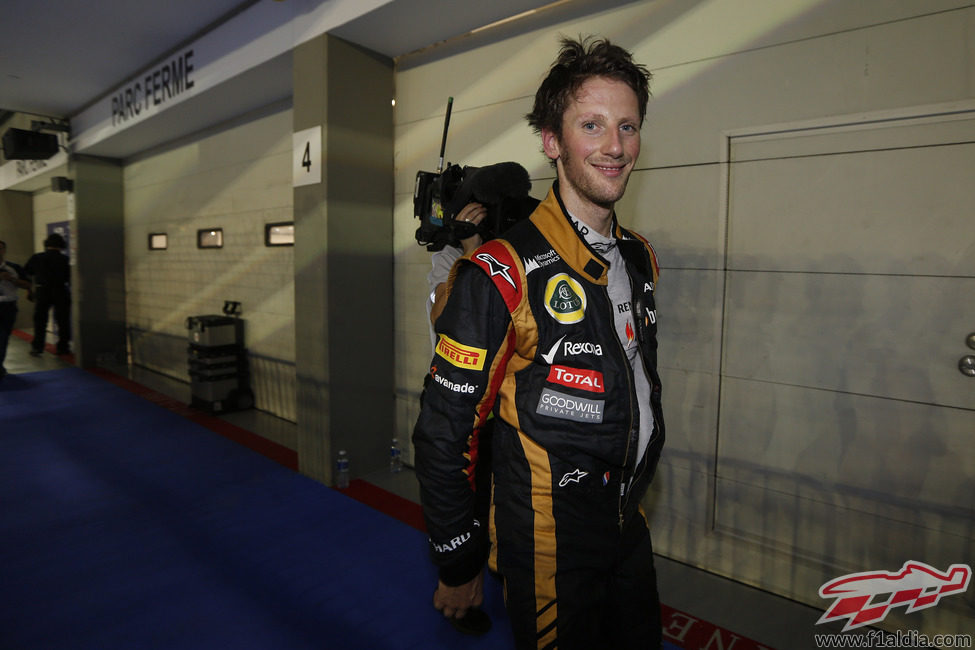 Sonrisa de triunfo de Romain Grosjean