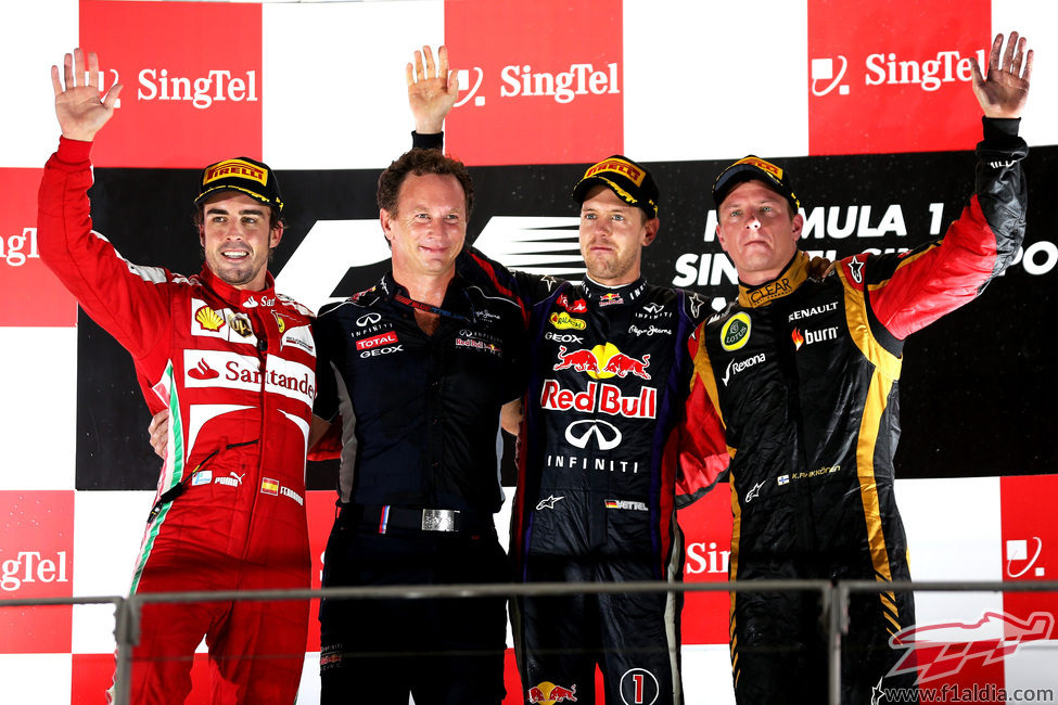 Alonso, Vettel y Räikkönen en el podio de Singapur