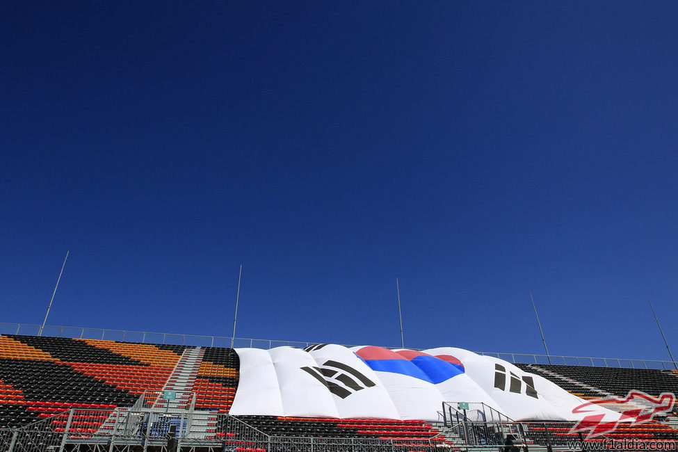 Bandera coreana en la grada