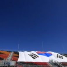 Bandera coreana en la grada