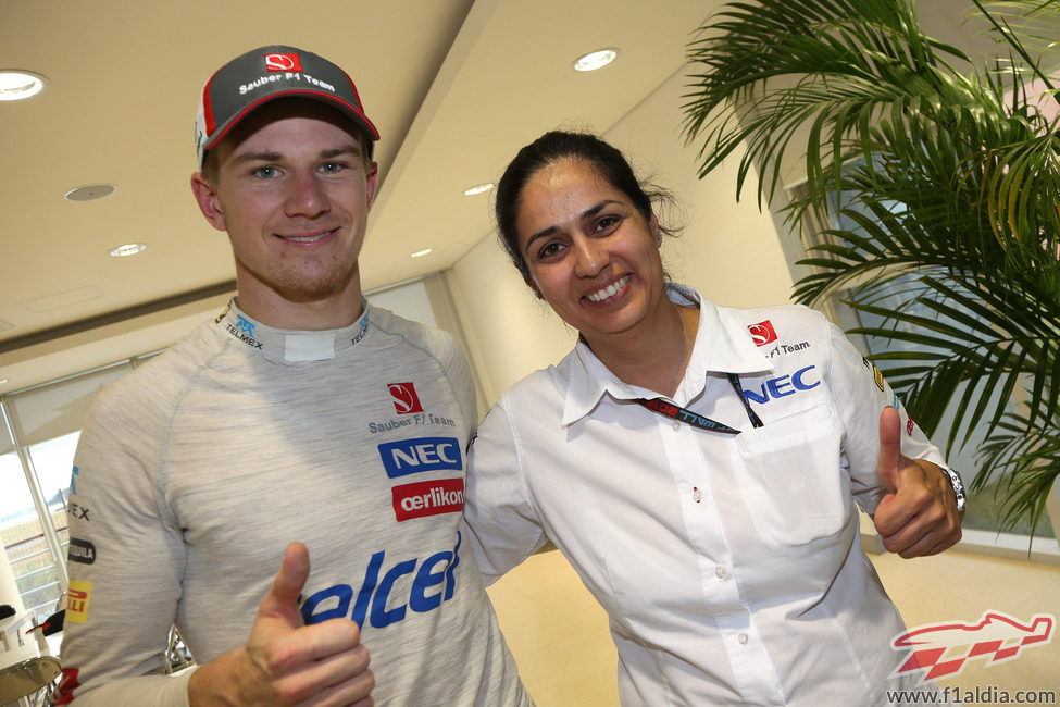 Nico Hülkenberg y Monisha Kaltenborn celebran su gran resultado