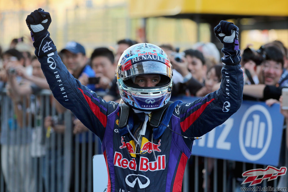 Alegría de Sebastian Vettel en Suzuka