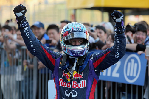 Alegría de Sebastian Vettel en Suzuka