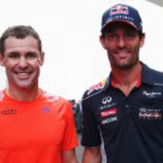 Mark Webber y Tom Kristensen en la India